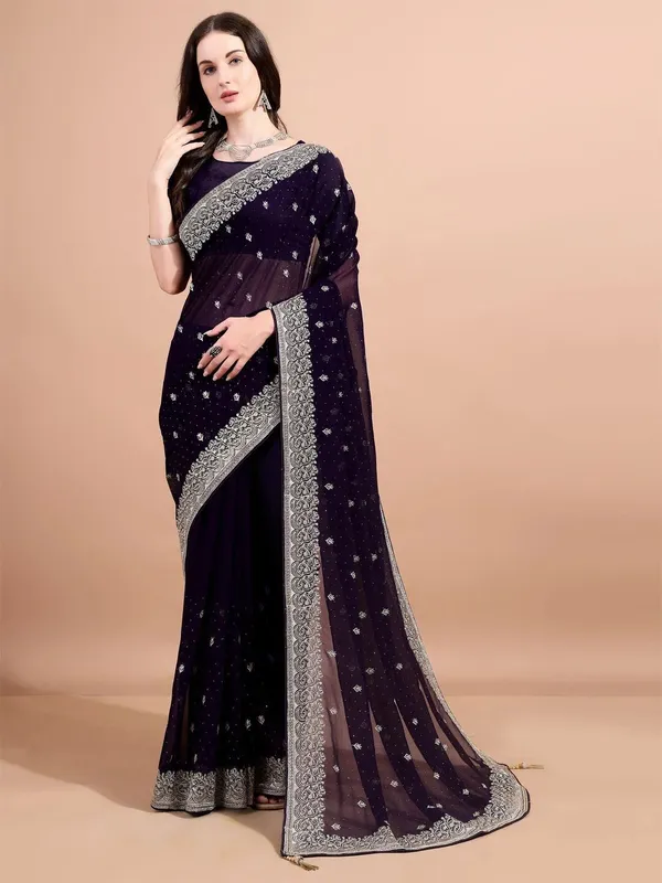 Leelavati_Embroidered_Embellished_Bollywood_Georgette_Saree_Purple