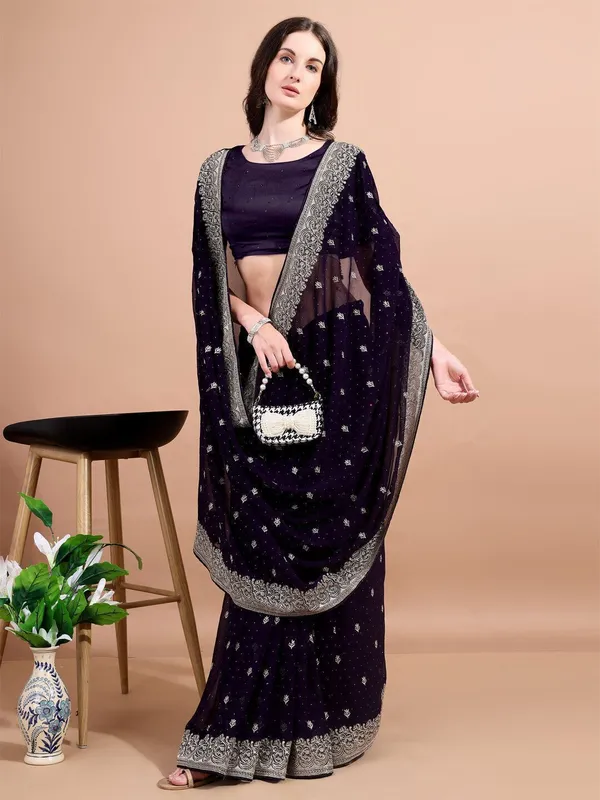 Leelavati_Embroidered_Embellished_Bollywood_Georgette_Saree_Purple