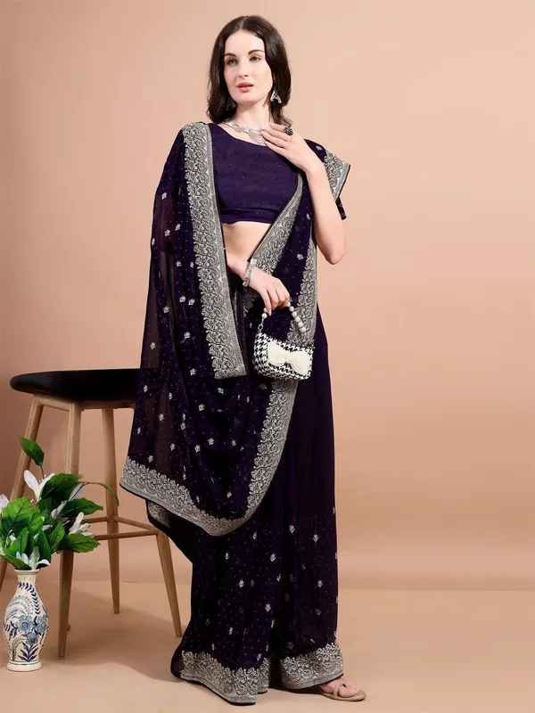 Leelavati_Embroidered_Embellished_Bollywood_Georgette_Saree_Purple