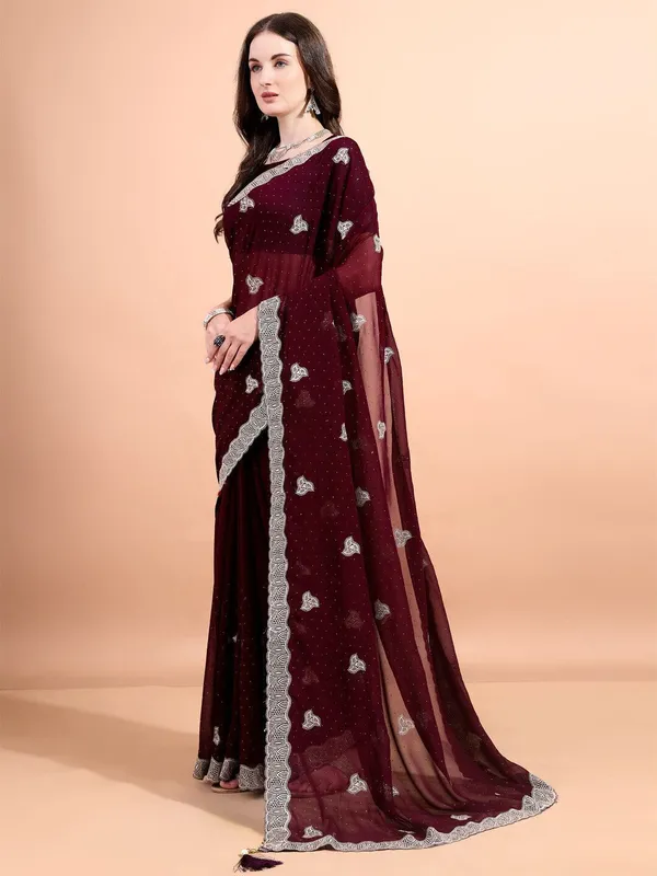 Leelavati_Embroidered_Embellished_Bollywood_Georgette_Saree_Maroon