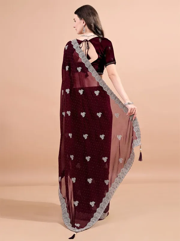 Leelavati_Embroidered_Embellished_Bollywood_Georgette_Saree_Maroon