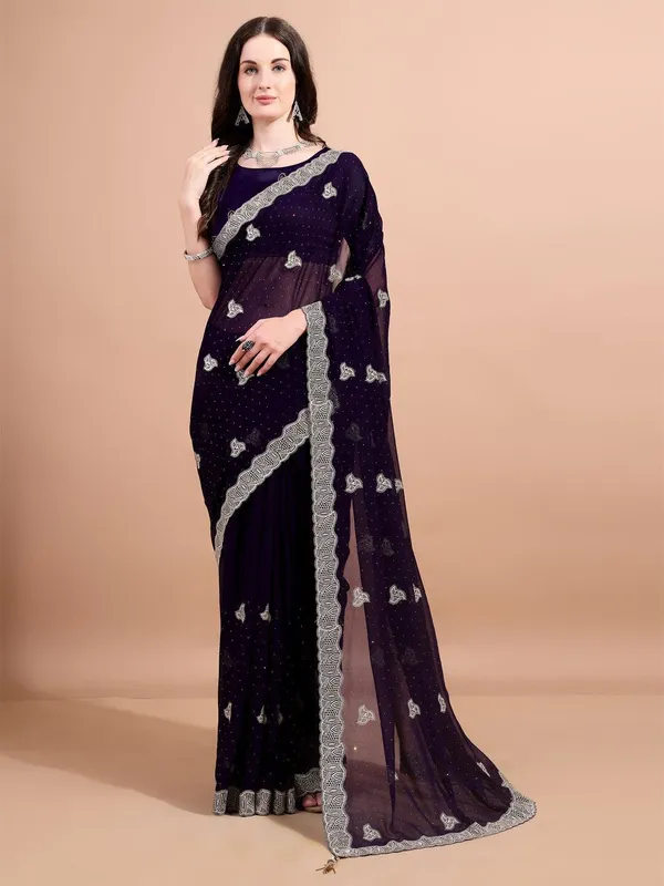 Leelavati_Embroidered_Embellished_Bollywood_Georgette_Saree_Purple