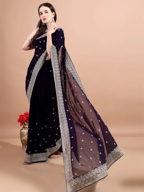 Leelavati_Embroidered_Embellished_Bollywood_Georgette_Saree_Purple