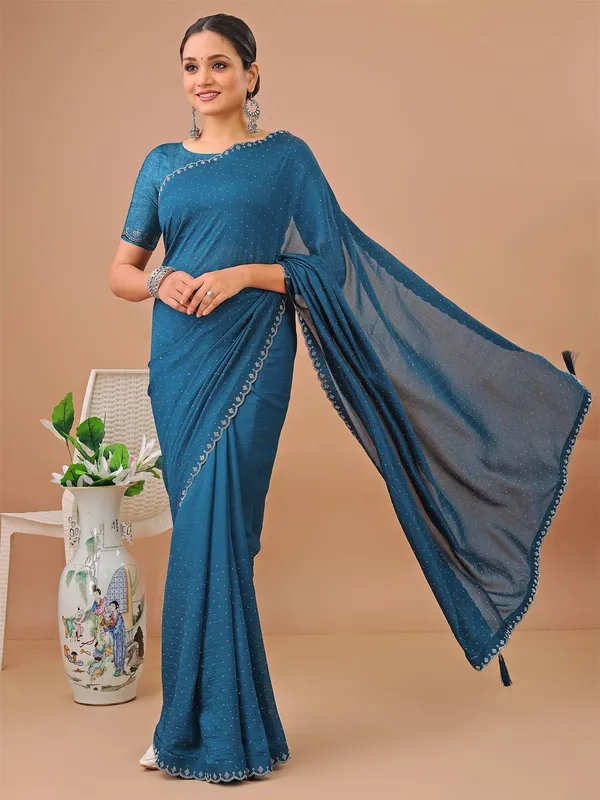 Leelavati_Embellished_Kanjivaram_Silk_Blend_Saree_Blue