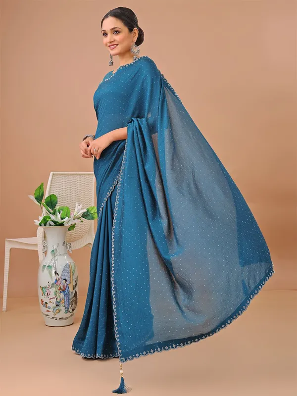 Leelavati_Embellished_Kanjivaram_Silk_Blend_Saree_Blue