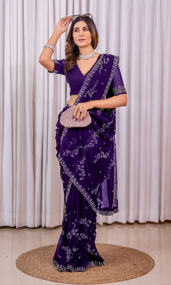 Leelavati_Embroidered_Embellished_Bollywood_Georgette_Saree_Purple