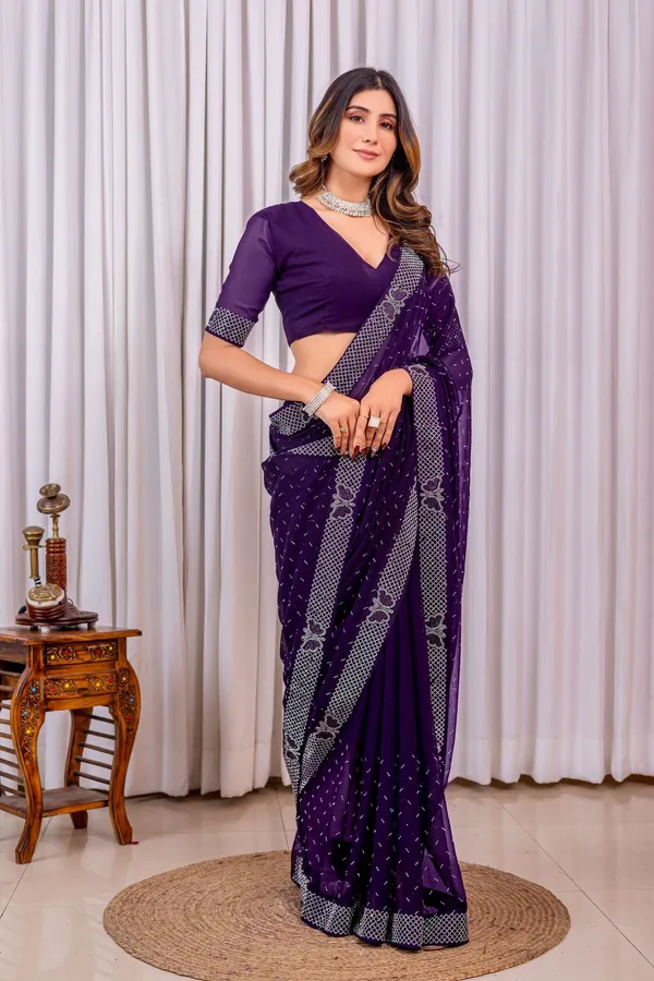 Leelavati_Embroidered_Embellished_Bollywood_Georgette_Saree_Purple