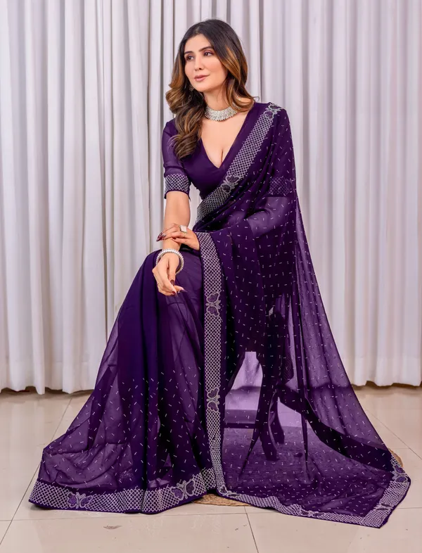 Leelavati_Embroidered_Embellished_Bollywood_Georgette_Saree_Purple