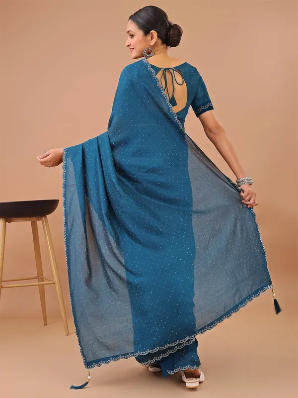 Leelavati_Embellished_Kanjivaram_Silk_Blend_Saree_Blue