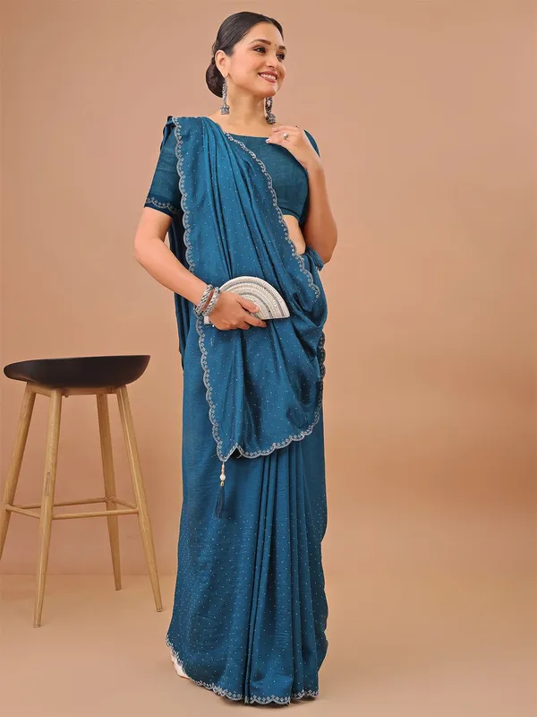Leelavati_Embellished_Kanjivaram_Silk_Blend_Saree_Blue