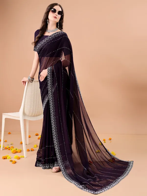 Leelavati_Embellished_Bollywood_Chiffon_Saree_Purple