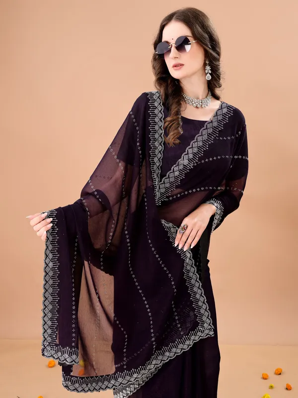 Leelavati_Embellished_Bollywood_Chiffon_Saree_Purple