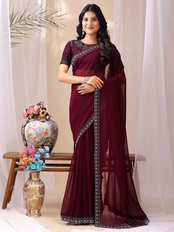 Leelavati_Embroidered_Embellished_Bollywood_Georgette_Saree_Maroon