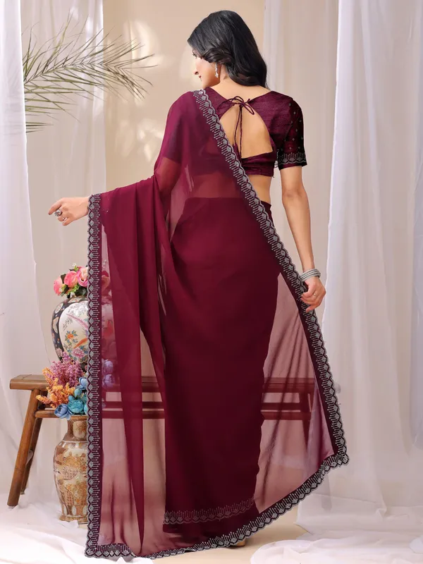 Leelavati_Embroidered_Embellished_Bollywood_Georgette_Saree_Maroon