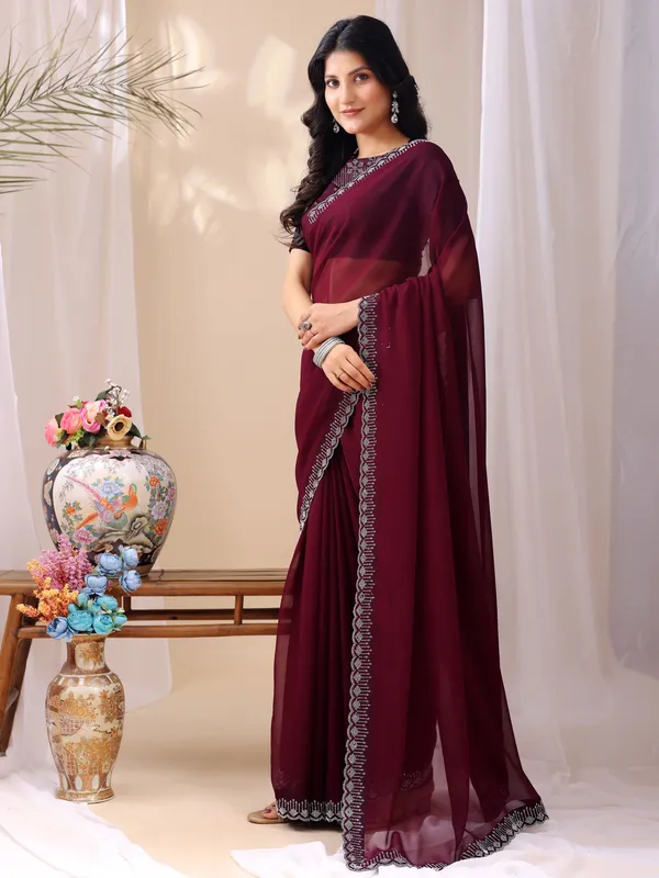 Leelavati_Embroidered_Embellished_Bollywood_Georgette_Saree_Maroon