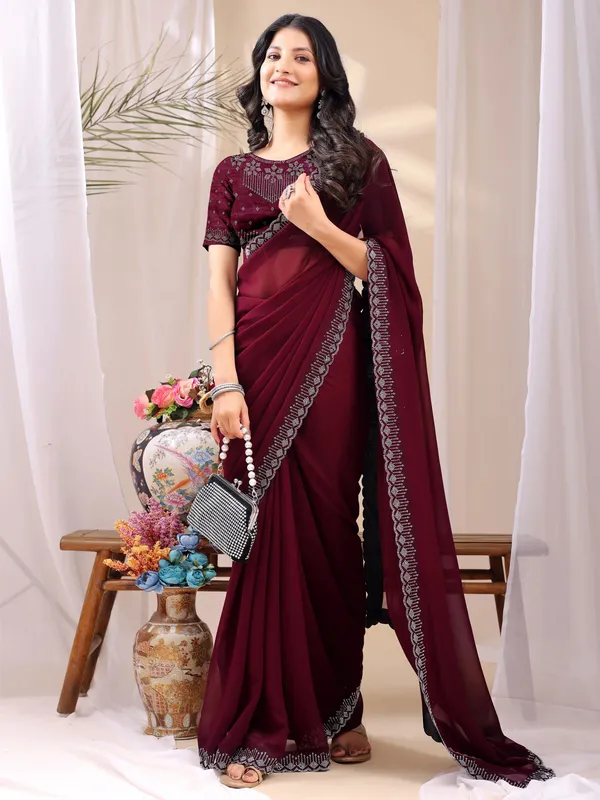 Leelavati_Embroidered_Embellished_Bollywood_Georgette_Saree_Maroon