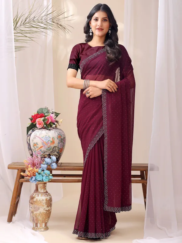 Leelavati_Embroidered_Embellished_Bollywood_Georgette_Saree_Maroon