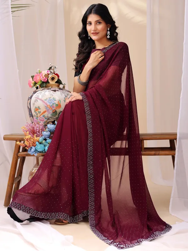 Leelavati_Embroidered_Embellished_Bollywood_Georgette_Saree_Maroon