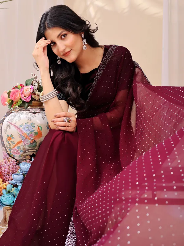 Leelavati_Embroidered_Embellished_Bollywood_Georgette_Saree_Maroon