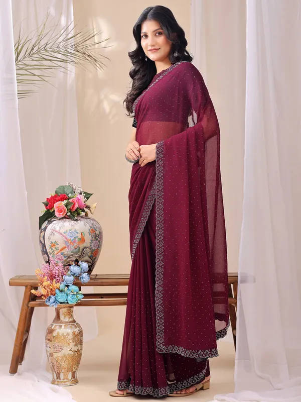 Leelavati_Embroidered_Embellished_Bollywood_Georgette_Saree_Maroon