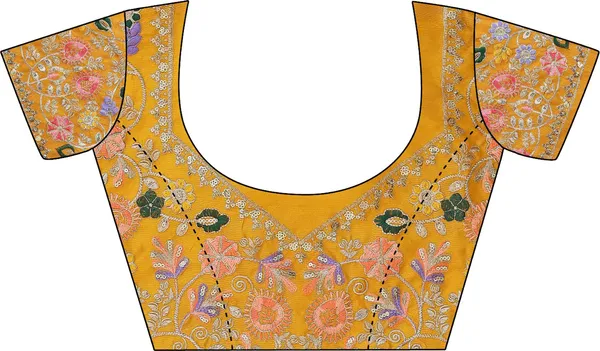 Leelavati_Embroidered_Striped_Bandhani_Georgette_Saree_Yellow