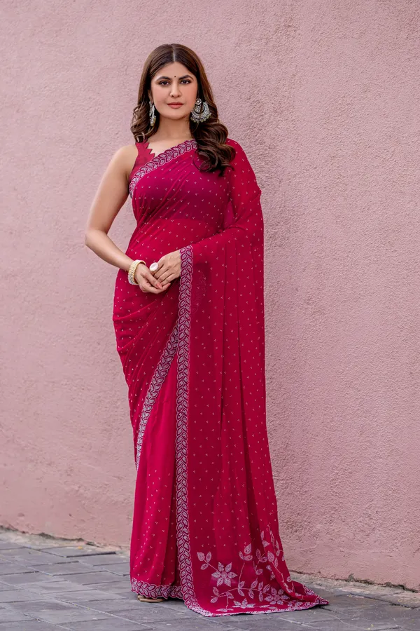 Leelavati_Embroidered_Embellished_Bollywood_Georgette_Saree_Red