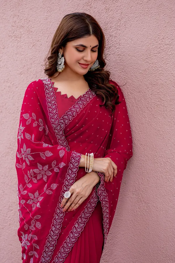 Leelavati_Embroidered_Embellished_Bollywood_Georgette_Saree_Red