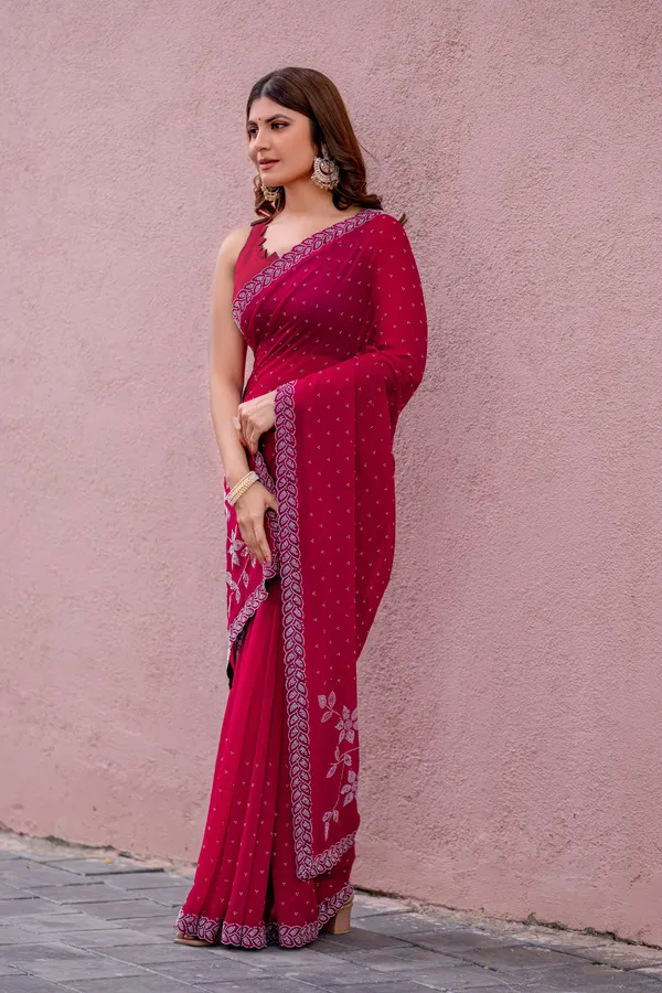 Leelavati_Embroidered_Embellished_Bollywood_Georgette_Saree_Red