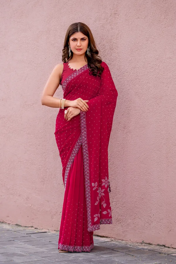 Leelavati_Embroidered_Embellished_Bollywood_Georgette_Saree_Red