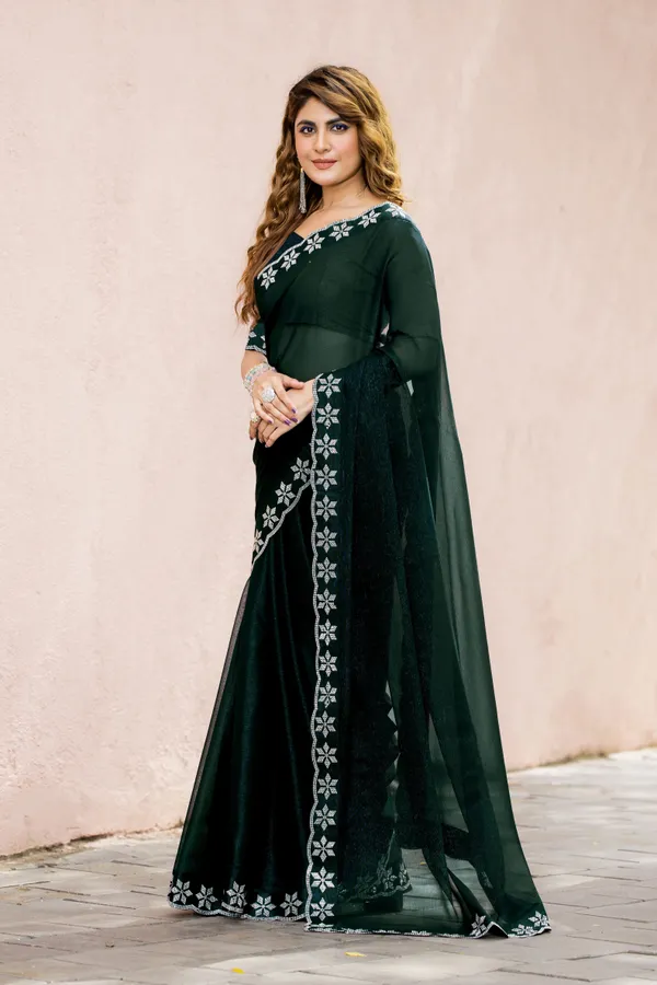 Leelavati_Embroidered_Embellished_Bollywood_Georgette_Saree_Dark_Green