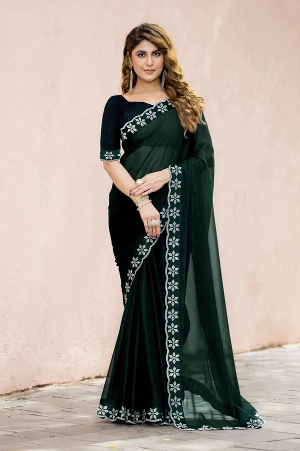 Leelavati_Embroidered_Embellished_Bollywood_Georgette_Saree_Dark_Green