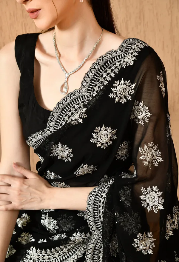 Leelavati_Embroidered_Embellished_Bollywood_Georgette_Saree_Black