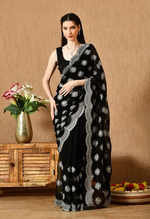 Leelavati_Embroidered_Embellished_Bollywood_Georgette_Saree_Black
