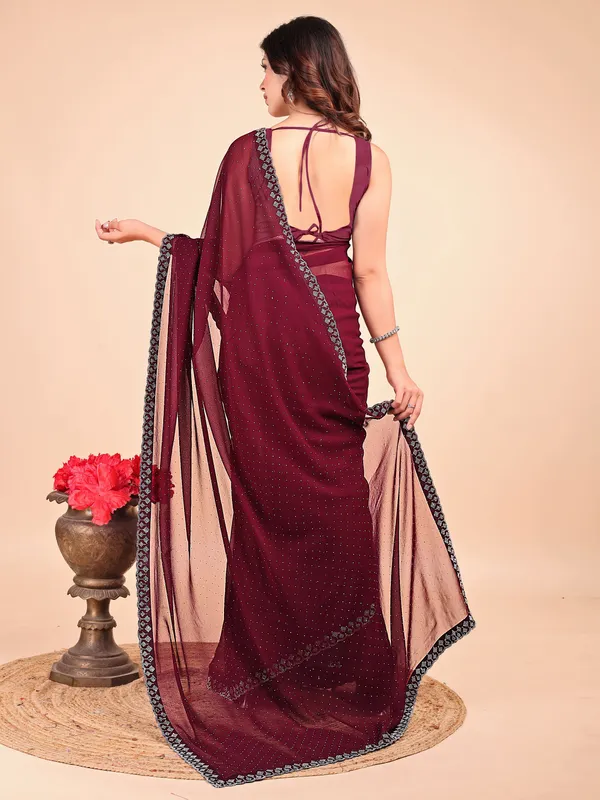 Leelavati_Embellished_Bollywood_Chiffon_Saree_Maroon
