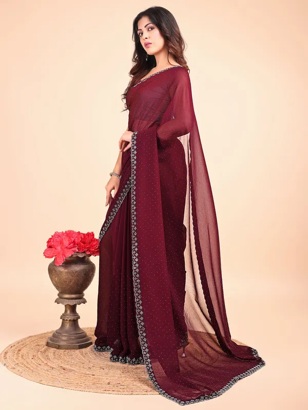 Leelavati_Embellished_Bollywood_Chiffon_Saree_Maroon