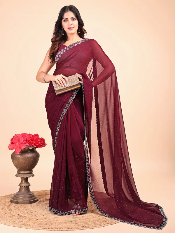 Leelavati_Embellished_Bollywood_Chiffon_Saree_Maroon