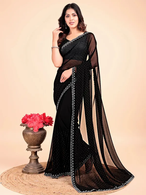 Leelavati_Embellished_Bollywood_Chiffon_Saree_Black