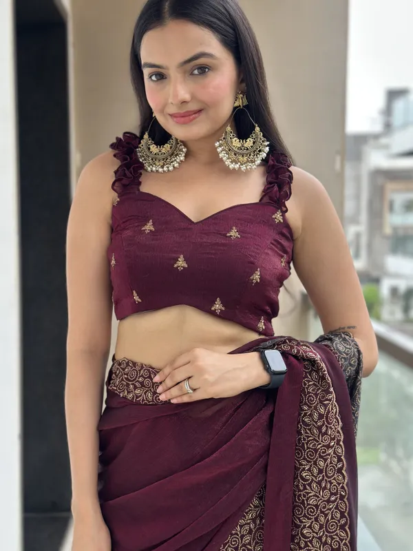 Leelavati_Embroidered_Embellished_Bollywood_Georgette_Saree_Maroon