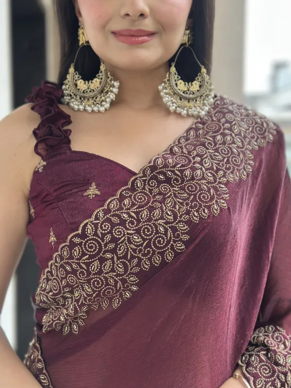 Leelavati_Embroidered_Embellished_Bollywood_Georgette_Saree_Maroon
