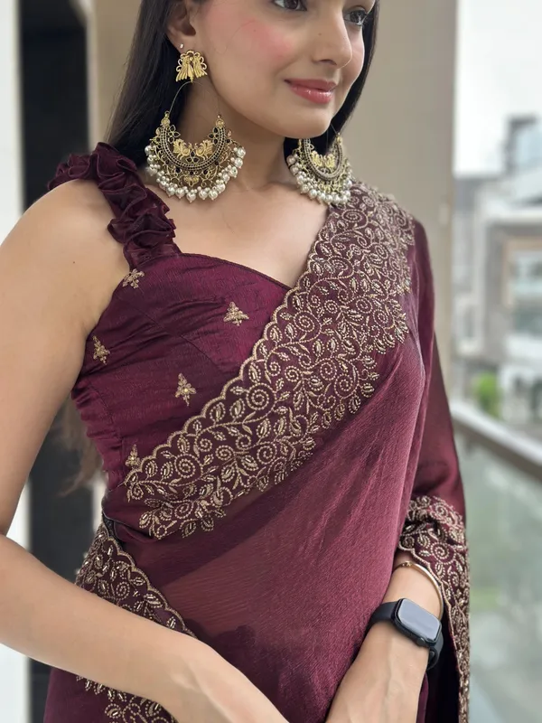Leelavati_Embroidered_Embellished_Bollywood_Georgette_Saree_Maroon