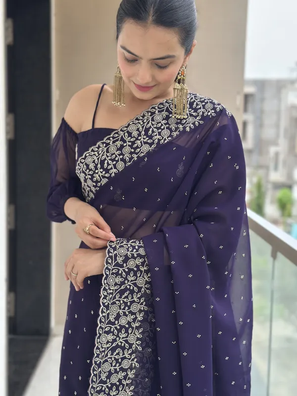 Leelavati_Embroidered_Embellished_Bollywood_Georgette_Saree_Blue