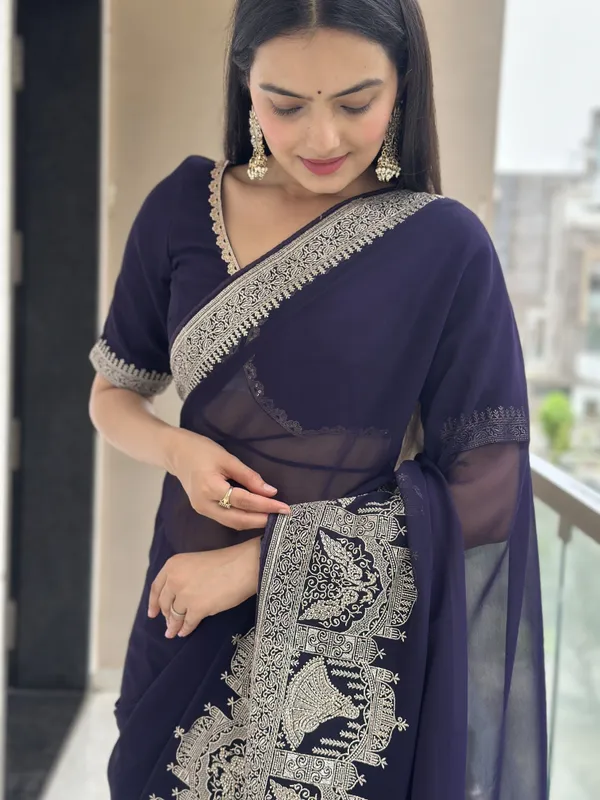 Leelavati_Embroidered_Embellished_Bollywood_Georgette_Saree_Dark_Blue
