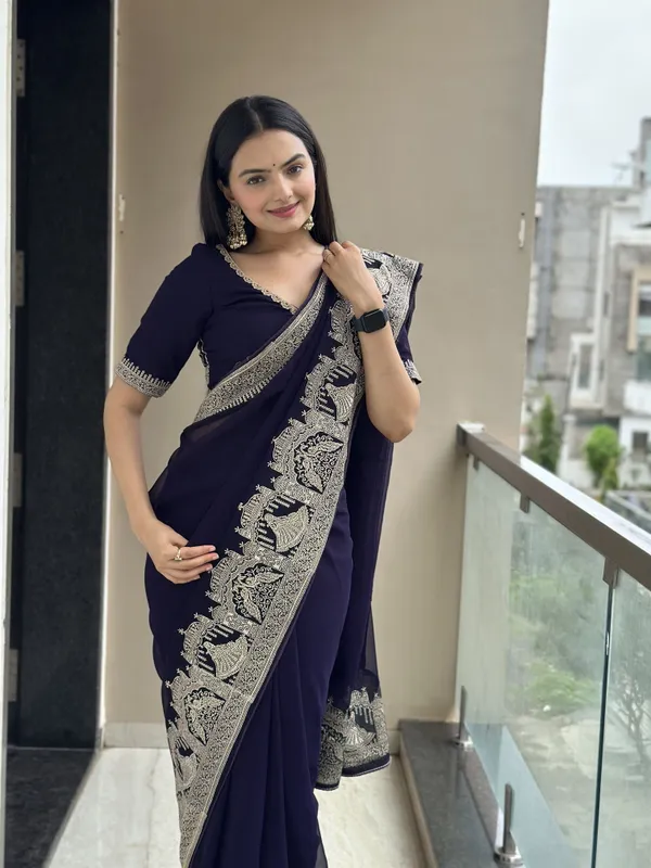 Leelavati_Embroidered_Embellished_Bollywood_Georgette_Saree_Dark_Blue