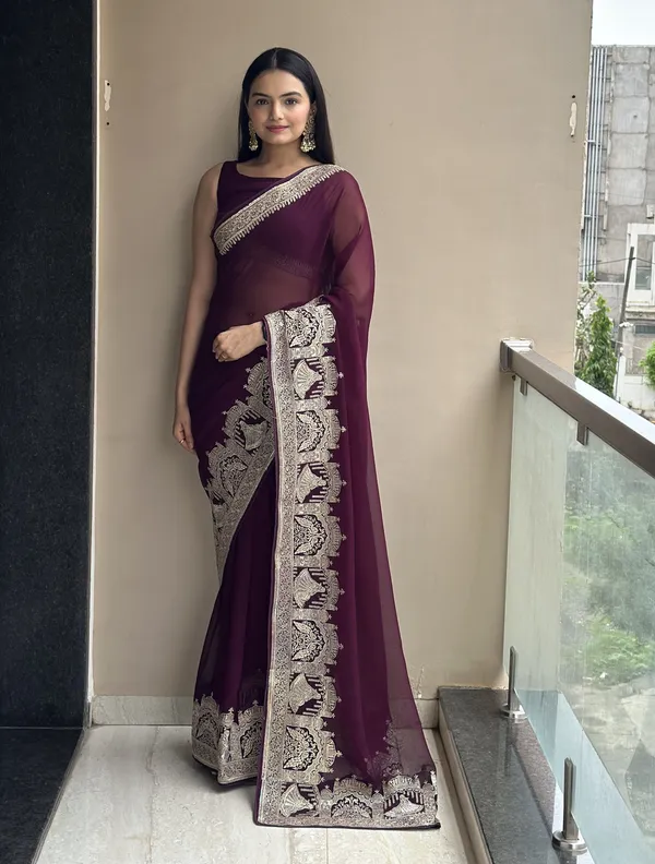 Leelavati_Embroidered_Embellished_Bollywood_Georgette_Saree_Purple