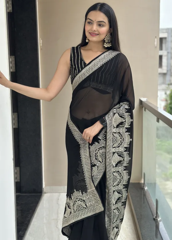 Leelavati_Embroidered_Embellished_Bollywood_Georgette_Saree_Black