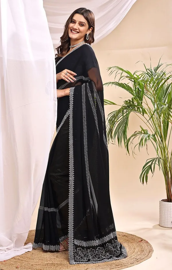 Leelavati_Embroidered_Embellished_Bollywood_Georgette_Saree_Black