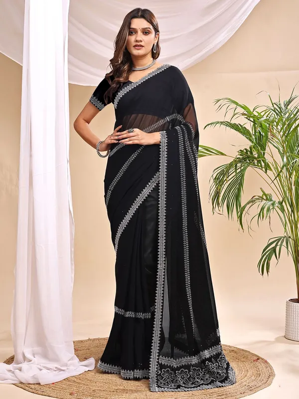 Leelavati_Embroidered_Embellished_Bollywood_Georgette_Saree_Black