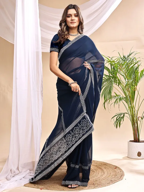 Leelavati_Embroidered_Embellished_Bollywood_Georgette_Saree_Dark_Blue