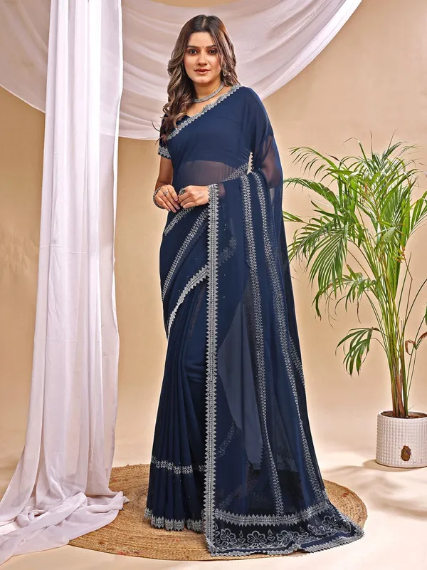 Leelavati_Embroidered_Embellished_Bollywood_Georgette_Saree_Dark_Blue