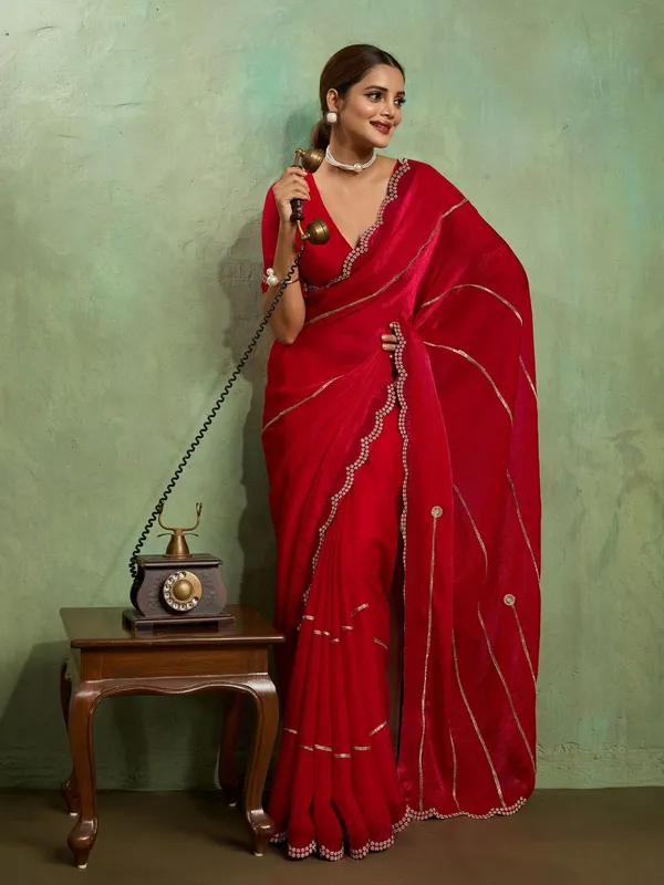 Leelavati_Embellished_Bollywood_Jimmy_Jimmy_Saree_Red